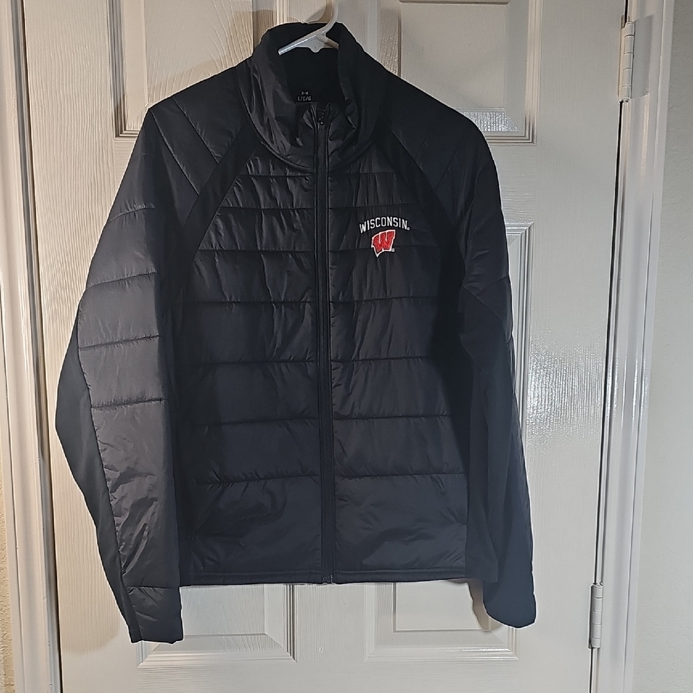NWT Under Armour Wisconsin HSTORM Men's Black Puffer Jacket Large